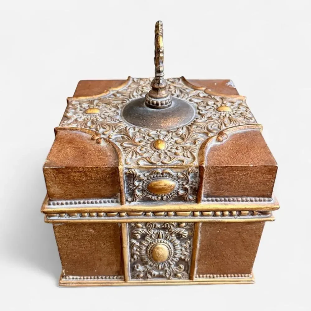 Large Wood decorative Storage Box Ornate with lid neo-classical regency